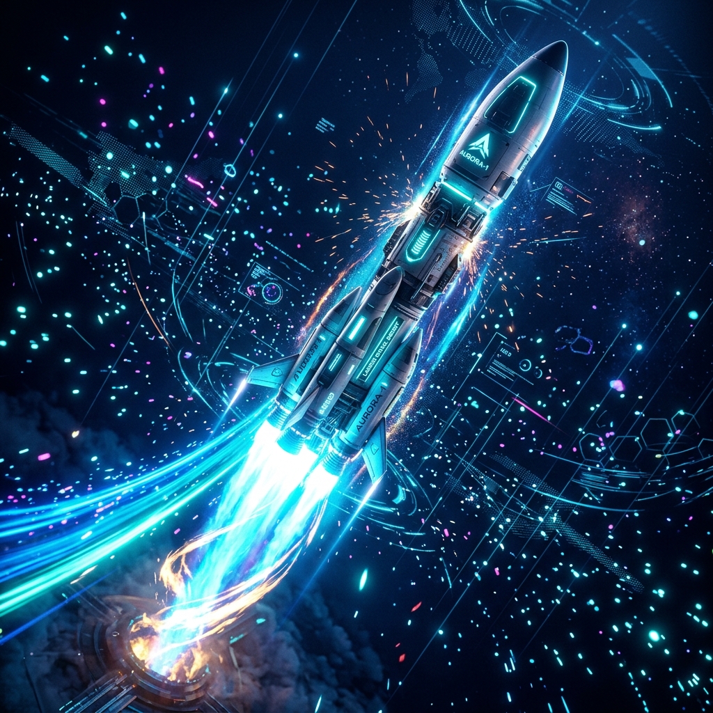 Webvire Rocket Launch 3D Graphic